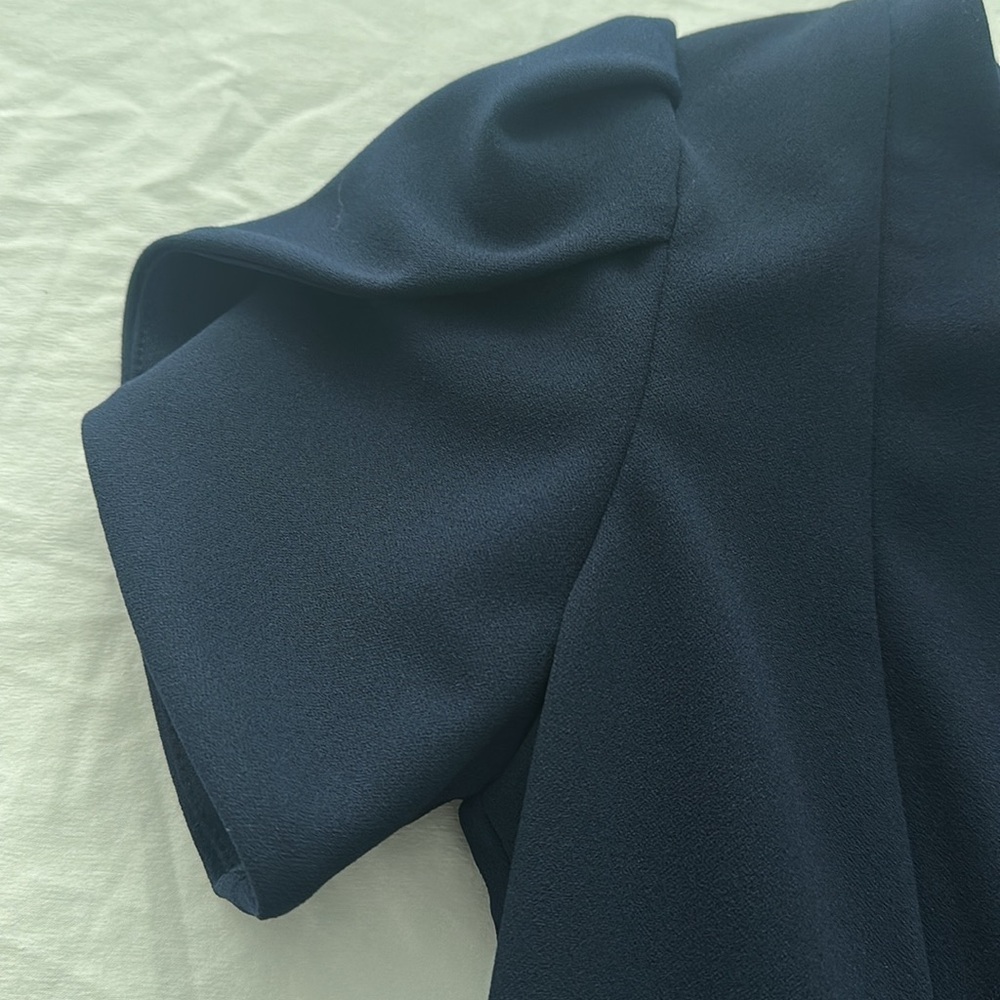 Calvin Klein Tulip-Sleeve Sheath Knee length Dress in Navy Blue Size Petite 0 - Picture 10 of 15